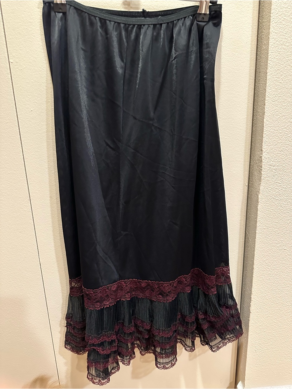 Whimsigoth Y2K Vampy Sheer Lace-Hem Midi Skirt